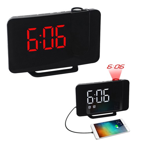 7In Projection Alarm Clock Snooze Digital LED Display Dual Alarm Clock FM Radio - Picture 23 of 25
