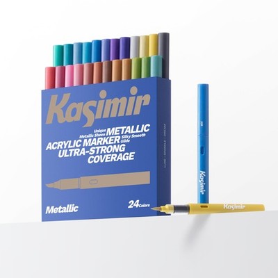 24 Colors Metallic Acrylic Markers Pens Set Permanent Painting Art Craft