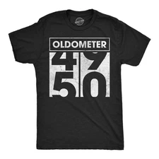 Mens Funny T Shirts Oldometer 49 to 50 Sarcastic Old Person Graphic Novelty Tee
