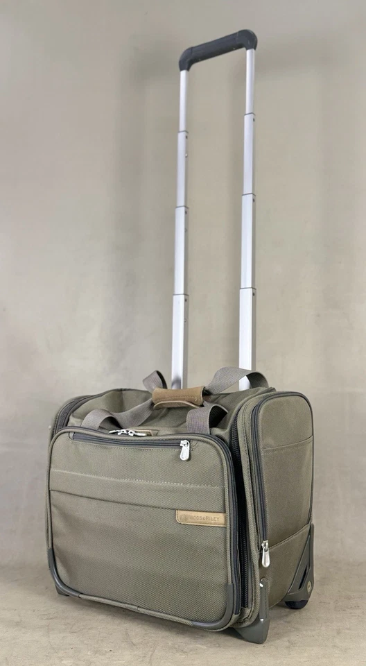 Briggs & Riley Baseline 2 Wheel Cabin Bag Olive Rolling Luggage Suitcase U116 - Image 3 of 4