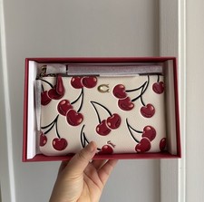 NIB Coach Small Wristlet with Cherry Print Boxed CCD36B