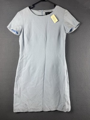 NWT VTG B Moss Dress Collection Womens sz 4 Blue Silk Linen Blend Sleeveless