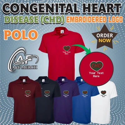 T-Shirt Brodé Personnalisé Logo CHD Maladie Cardiaque Sensibilisation - Photo 1/4