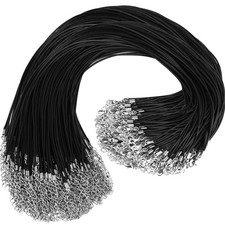 100Pcs 18" Black Leather Necklace Cords with Clasps 1.5mm Jewelry Making Supplie
