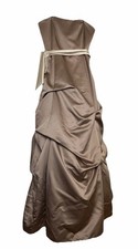 DAVIDS BRIDAL 81123 Latte Long Formal Satin Pick-up Ball Gown Dress Ladies 12