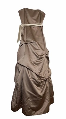 DAVIDS BRIDAL 81123 Latte Long Formal Satin Pick-up Ball Gown Dress Ladies 12