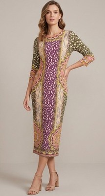 NEW Alice + Olivia Delora Multi Paisley Cheetah Midi Dress Size 8 MSRP $350