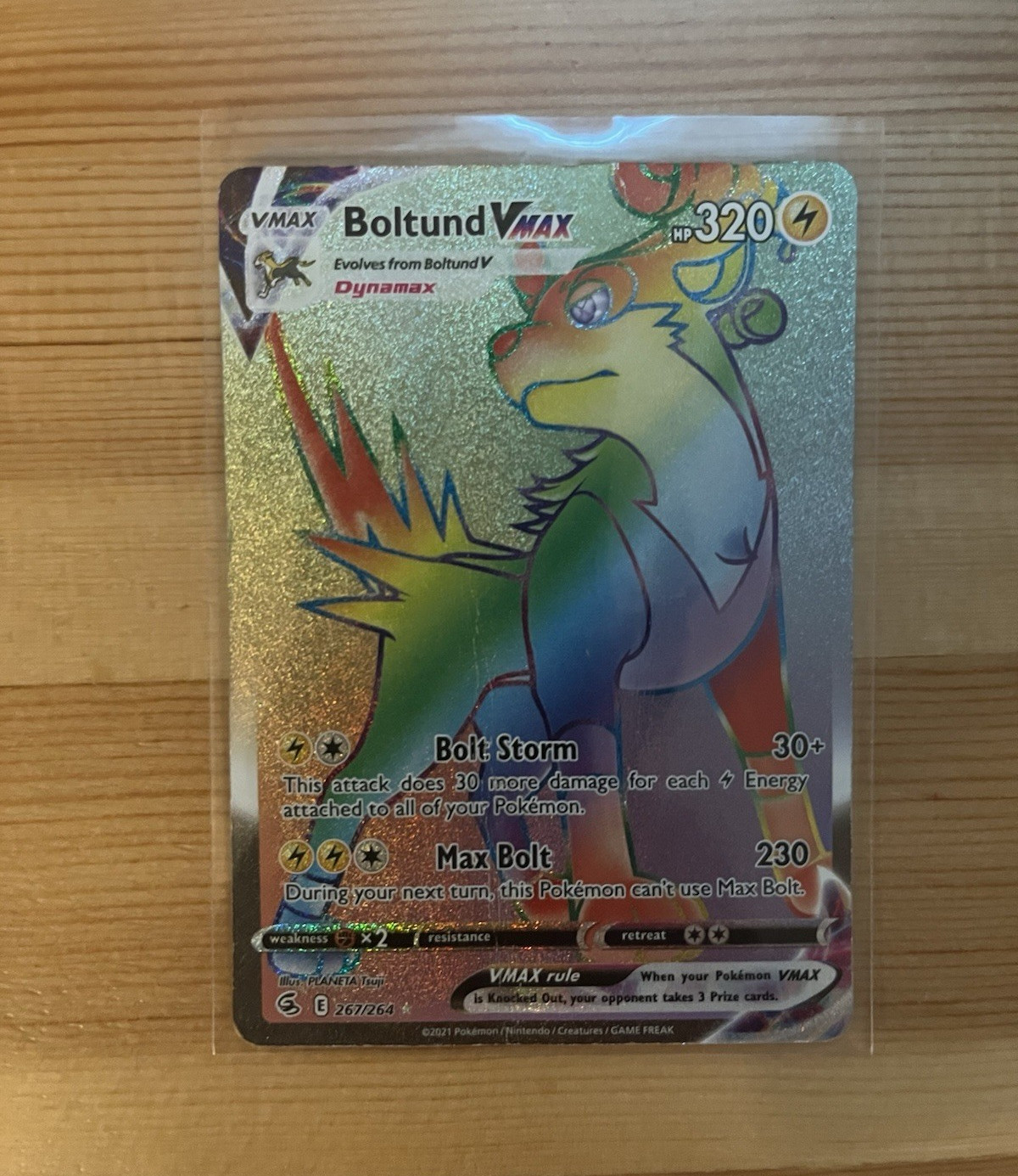 Pokemon Boltund VMAX (Full Art) 267/264 Swsh08: Fusion Strike Holo -small crease