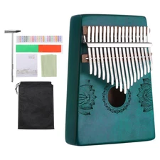 17 Keys Thumb Piano, Blue Mini Portable Finger Piano Flower Pattern