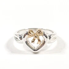 TIFFANY&Co. Ring Heart Ribbon Silver 925 K18 Yellow Gold Silver New Polis