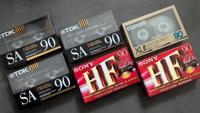 6x Audiokassette TDK SA90 & Sony HF90 High & Maxel XLII 90 / Walkman Vintage