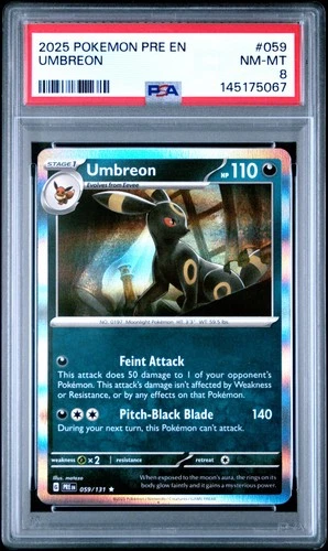 2025 POKEMON PRE EN-PRISMATIC EVOLUTIONS #059 UMBREON PSA 8