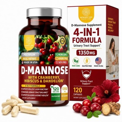 Premium D Mannose Supplement for Women and Men [Max 120 Count (Pack of 1)