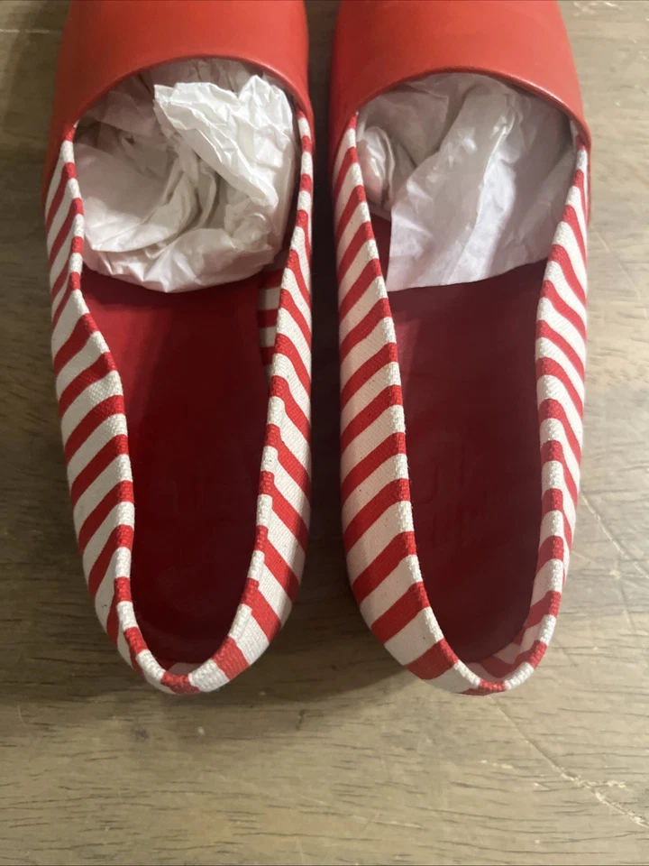 Cecilia Bringheli CB сделано в Италии красный/белый текстиль мокасины плоскостях обуви 37,5-7 - Изображение 4 из 4