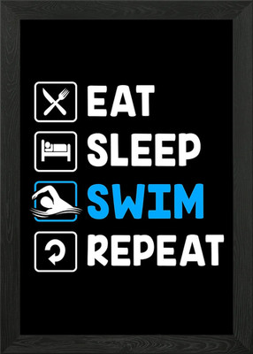 Gerahmtes Wandbild Poster Eat Sleep Swim Repeat Poster Leinwanddruck Bild