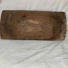 Hand Carved Wooden Dough Bowl Trough Long Trencher Rustic Primitive Decor