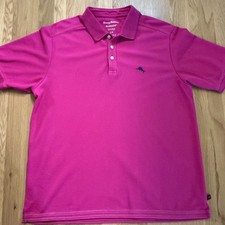 Tommy Bahama IslandZone Supima Cotton Polo Men  s Large Pink Short Sleeve Shirt L