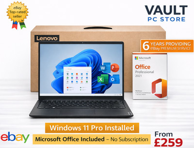 Lenovo 14'' HD Windows 11 Pro Laptop 64GB SSD 4GB RAM Microsoft Office