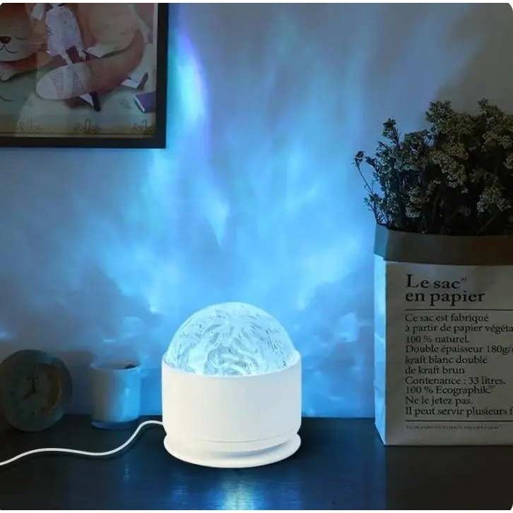USB Aurora Water Ripple Projector Light Remote Control LED Night Lamp White