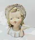 Vintage Little Gird Head w Hat Holding Envelop Planter. — photo 1