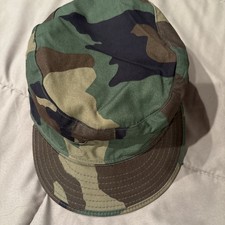Military Issued Woodland Camo Utility Cap Size 7 1/2 Camouflage Hat - New