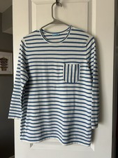 J McLaughlin Womens Piper Sweater M Blue/ White Stripe Preppy Coastal Nautical