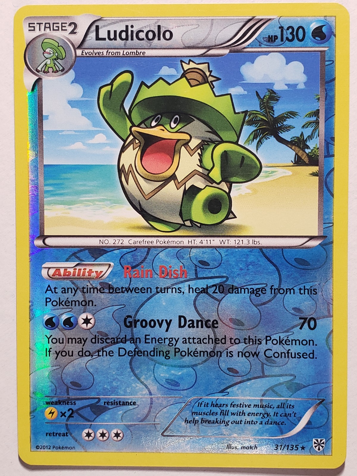 REVERSE HOLO Ludicolo 31/135 LP - Plasma Storm Pokemon Card - match Art