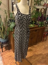American Eagle Daisy Flower Fit Flare Maxi Side Slit Tie Waist 90s Y2K Dress XS
