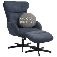 Ohrensessel Drehbarer Loungesessel Mit Hocker Lucito Blau Relaxsessel Armstuhl