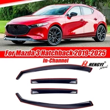 For Mazda 3 Hatchback 19-25 In-channel Window Vent Visor Rain Guard Smoke Tinted