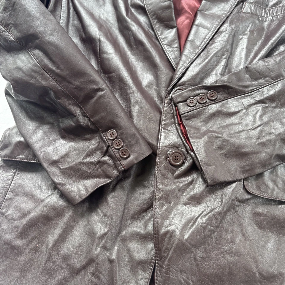 Chaqueta Blazer De Colección John Weitz Para Hombre 44 Alto Cuero Marrón 2 Botones Forrada Años 90 Foto 2 de 4