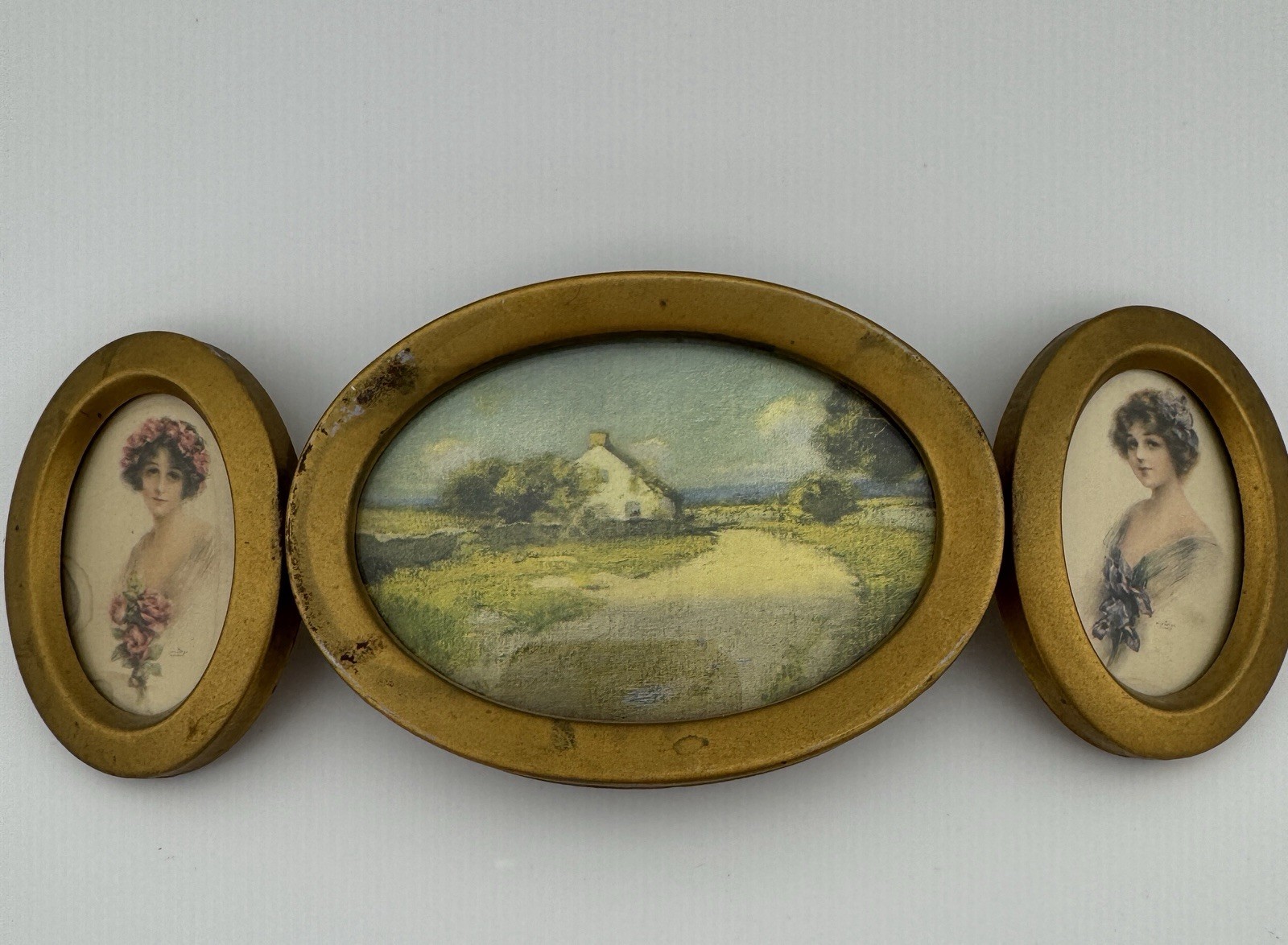 Vintage Ohio Art Co J Knowles Hare Trio Of Miniature Framed Artwork Prints