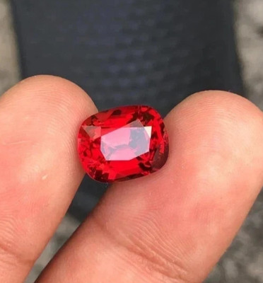 5+ Ct Natura Burma Red Color Ruby Cushion Cut Certified Loose Gemstone