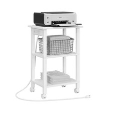 3 Tier Printer Stand Mobile Cart with Power Outlets and USB Mobile Table with Wh