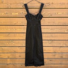 Reformation Nikki Bustier Wide Leg Sweetheart Denim Coverall Jumpsuit Sz 0 Black