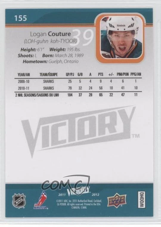 2011-12 Upper Deck Victory Logan Couture #155 - Image 2 of 2