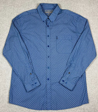 Cinch Modern Fit Button Down Shirt Men's 2XL XXL Blue Long Sleeve Pocket Western