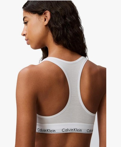 Calvin Klein White Modern Unlined Wireless Racerback Bralette Bra Size 2X - Picture 2 of 4