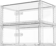 2 Pack Large Clear Stackable Storage Drawers 23QT Easily Assemble Plastic