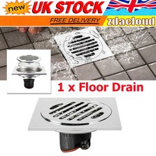 100mm StainlessSteel Floor Drain Waste Square Cover Wet Room Shower Bathroom UK