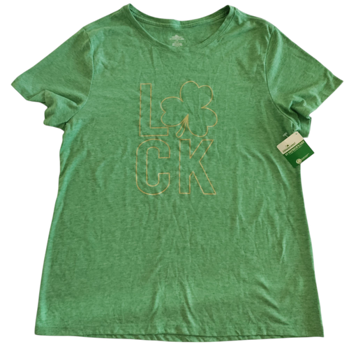 St. Patrick's Day Tee Green Gold T-Shirt Clover Luck Women's Large NEW