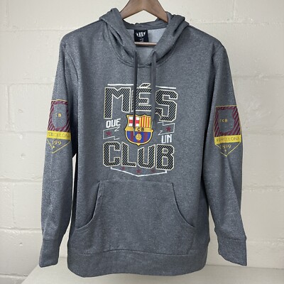 FCB Barcelona Football Club Lionel Messi Hoodie Soccer Club Mens Size Large Gray