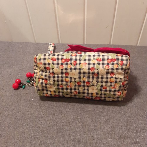 Rare Irregular Choice Gingham Floral Cherries Big Bow Clutch Bag Vintage Retro - Picture 2 of 5