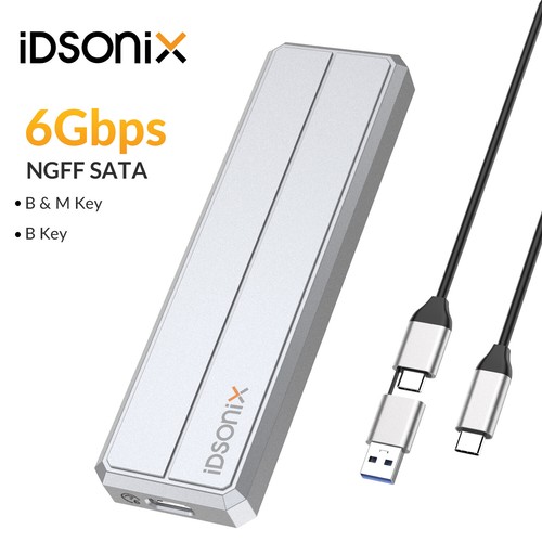 IDSONIX M.2 NGFF SATA Hard Drive Enclosure USB C 3.1 to SATA 6Gbps Adapter Case - Picture 1 of 17