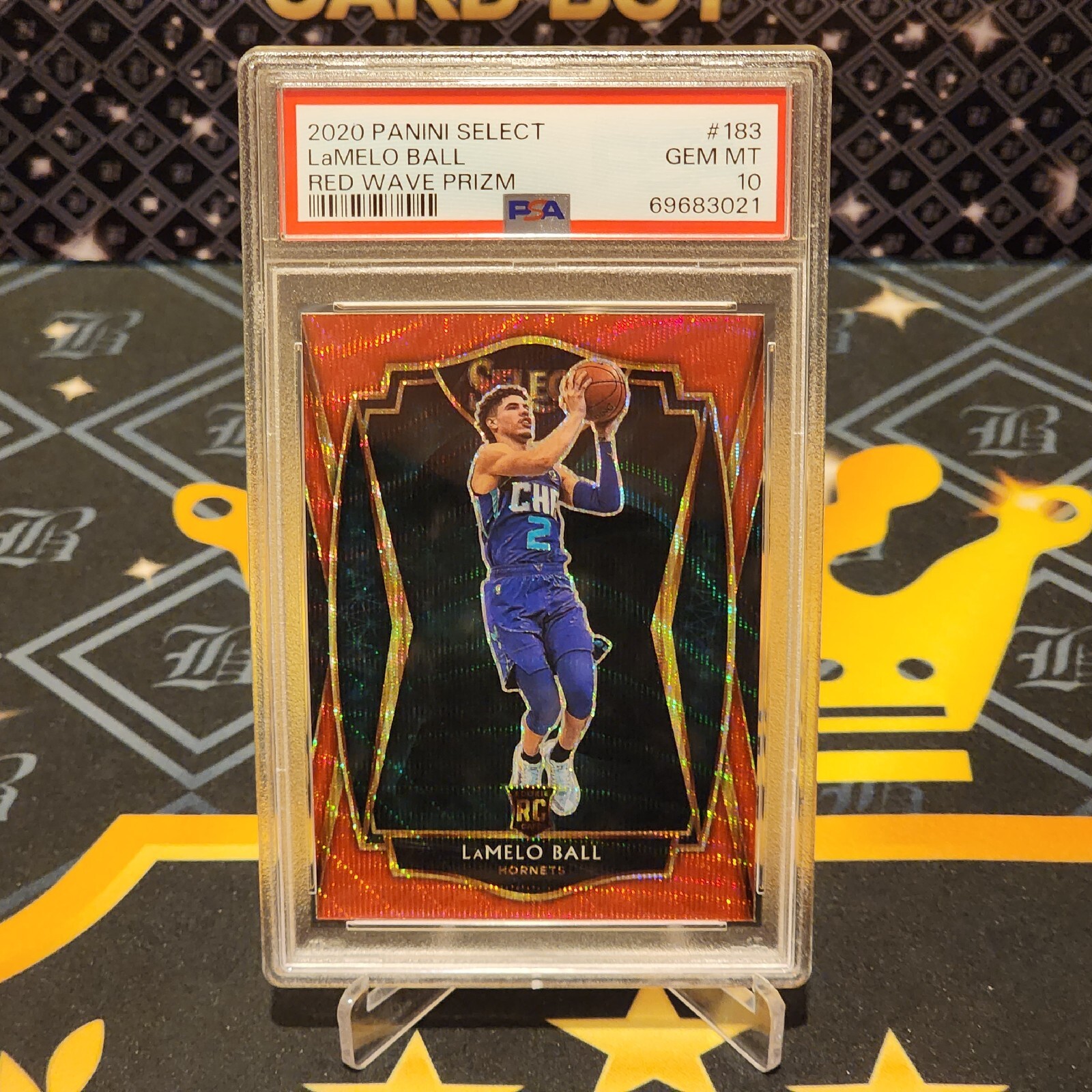 2020-21 Panini Select Lamelo Ball Rookie Red Wave Premier Level PSA 10