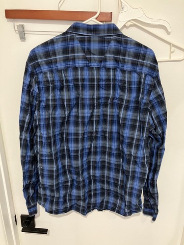 Calvin Klein CK One Men's Slim Fit Button Down Shirt, Blue/Black, XL - Picture 2 of 2