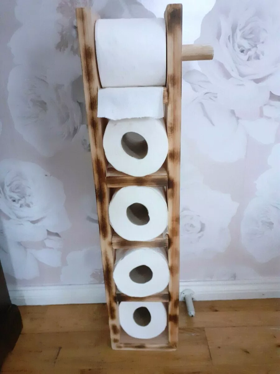 Handmade Wooden Toilet Roll Holder Toilet Roll Stand Bathroom Organiser Homemade