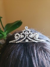 Rhinestone Crystal Silver Tiara Crown Wedding Bridal Pageant Prom Princess