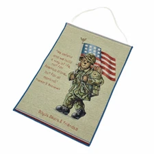 Boyds Bears GI Bruin Patriotic Soldier FDR Tapestry Bannerette Wall Hanging