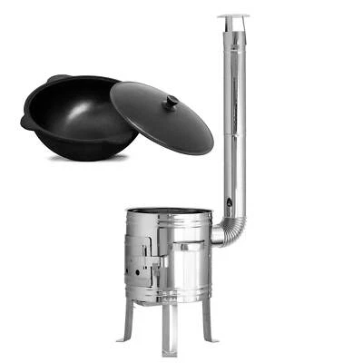 4BIG.FUN Ø35 Utschak Uchag Campingofen Feuerofen mit 10L Kazan Eintopfofen Gulaschkanone